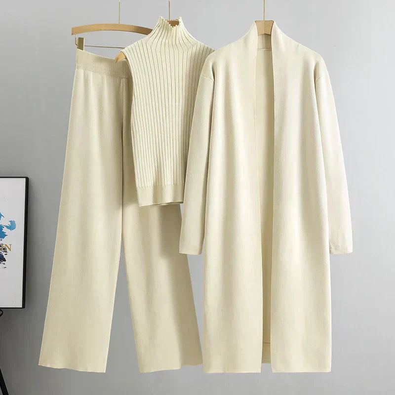 Three-Piece Set | Cozy Sweater, Pants, and Cardigan