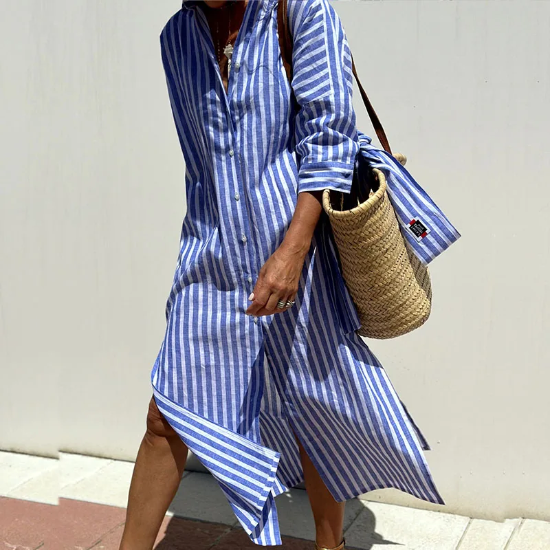 Dress | Striped Cotton Shirt Dress