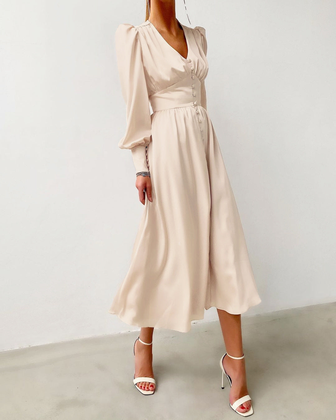 Dress | Elegant Satin Dress with Flowy Silhouette