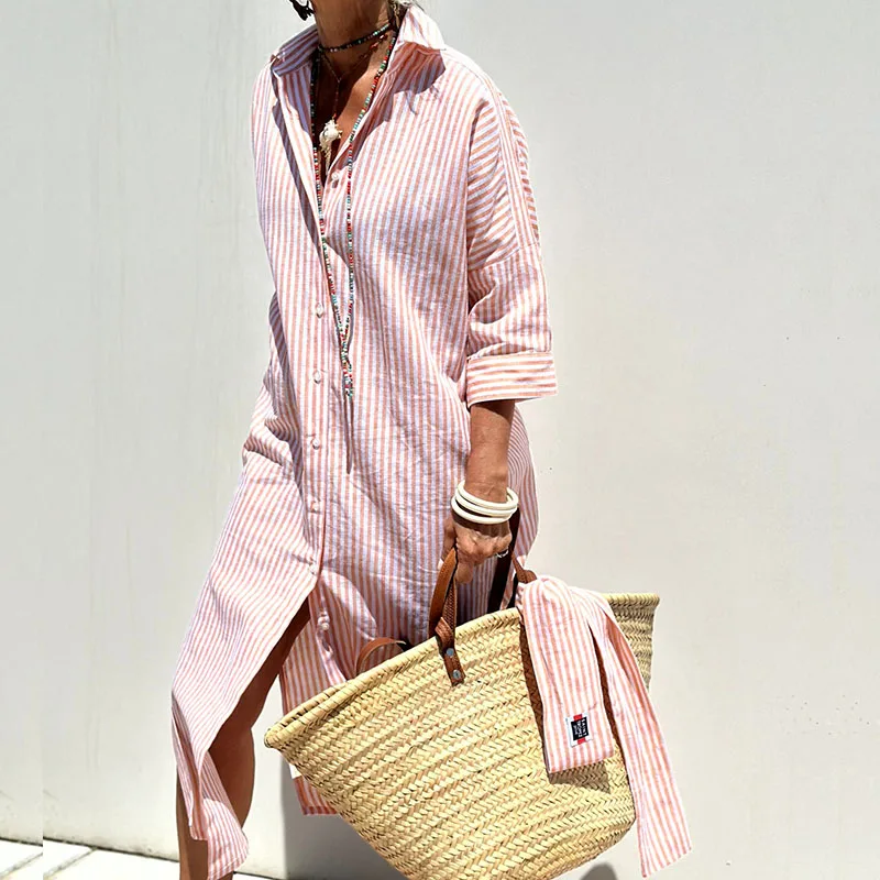 Dress | Striped Cotton Shirt Dress