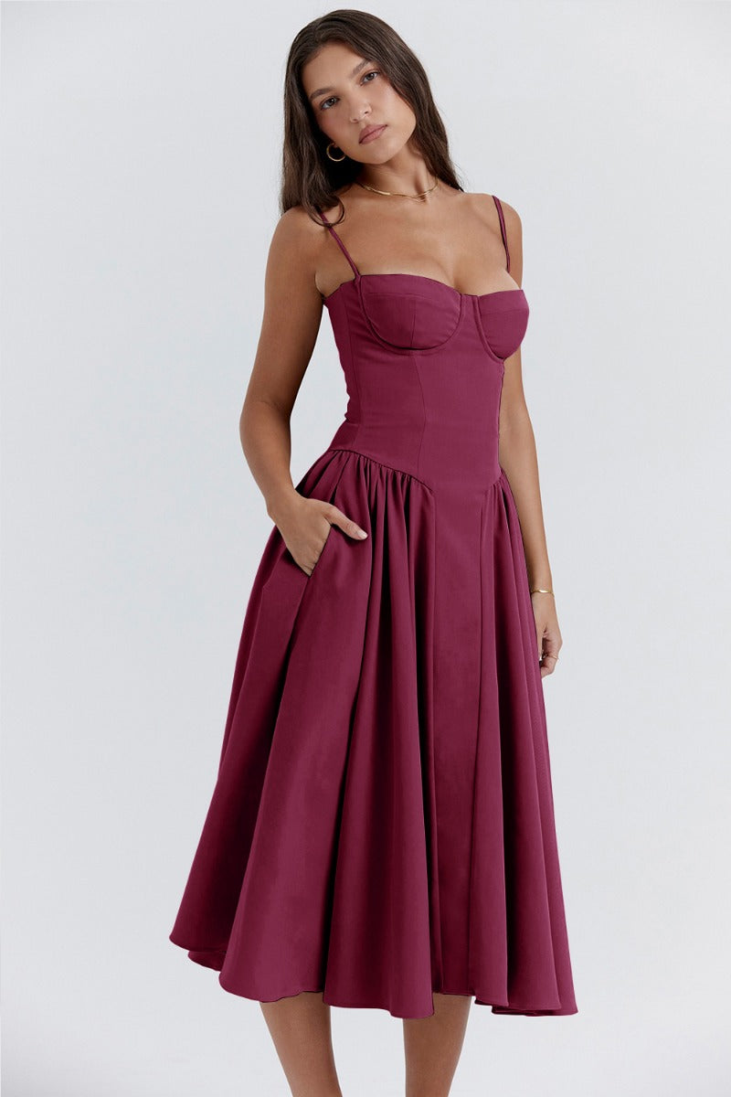 Dress | Strapless Sweetheart Neckline Midi Dress