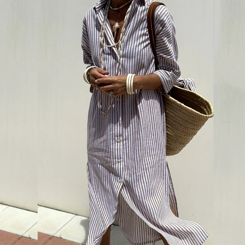 Dress | Striped Cotton Shirt Dress