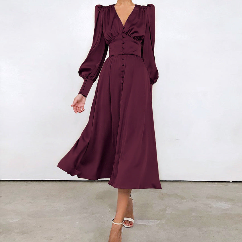 Dress | Elegant Satin Dress with Flowy Silhouette