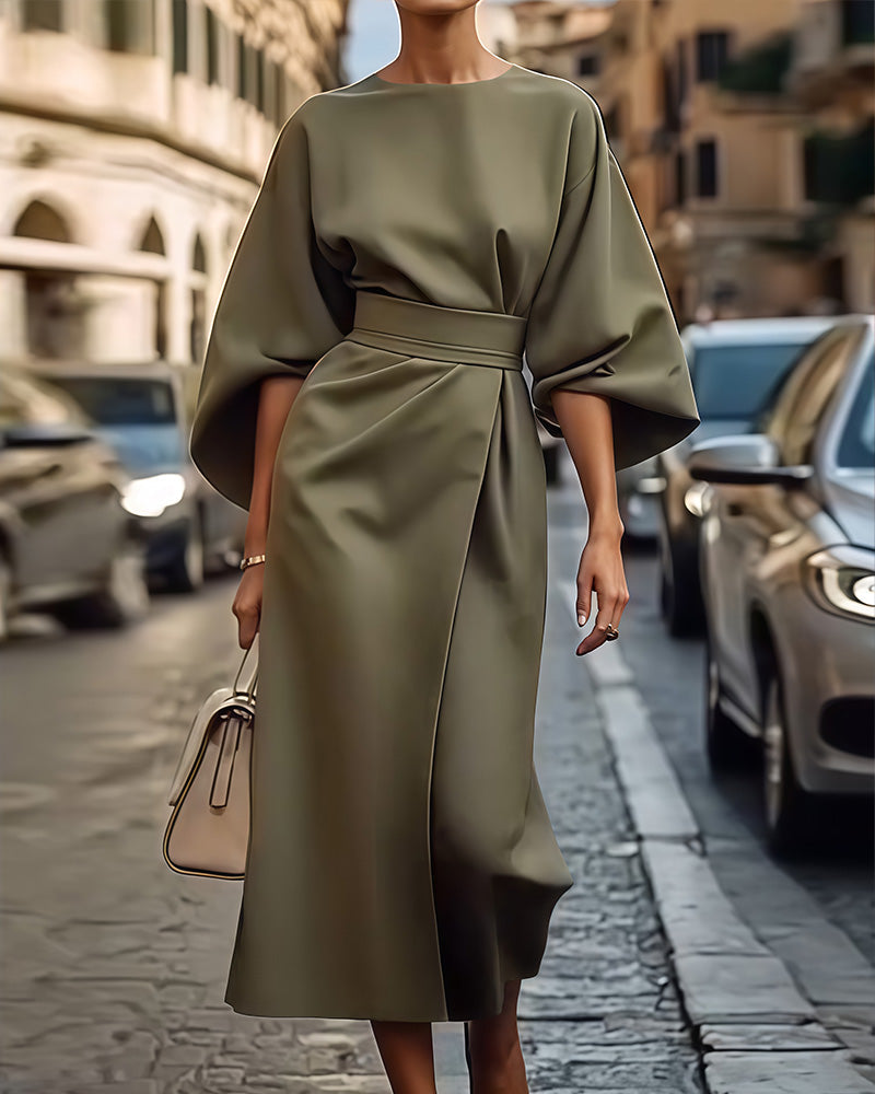 Dresses | Women’s Minimalist Belted Structured Midi Dress
