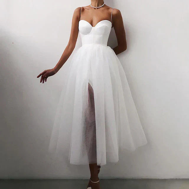 Dresses | Women’s Strapless Tulle Midi Party Dress