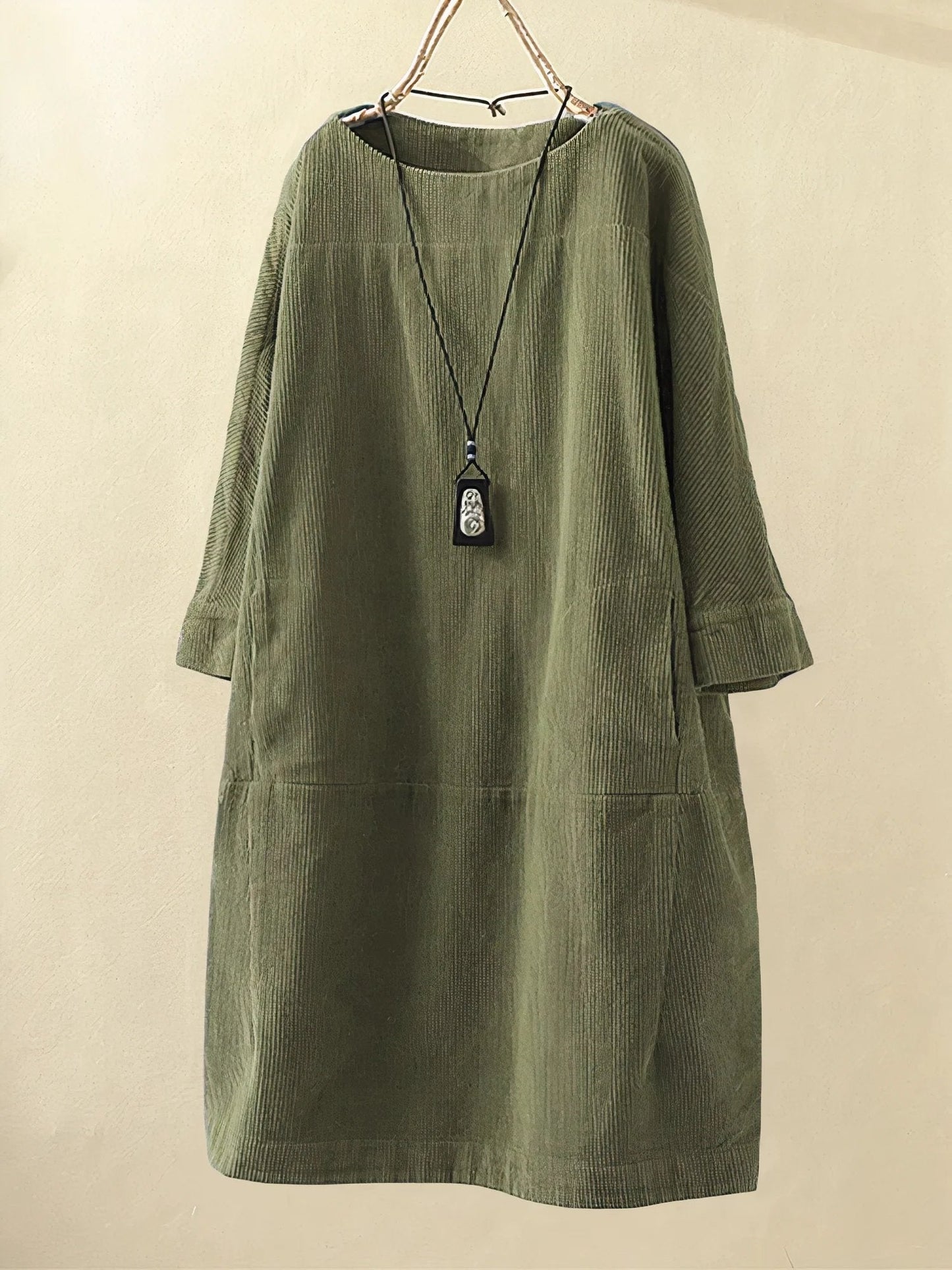 Dress | Relaxed Corduroy Tunic Dress with Soft Texture