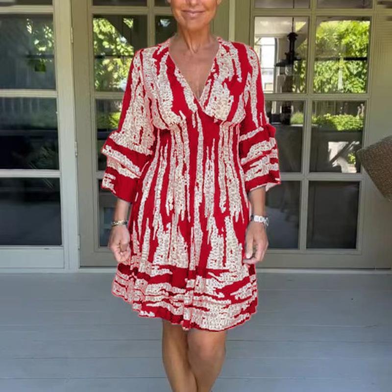 Dresses | Women’s Boho Tie-Dye Printed V-Neck Mini Dress