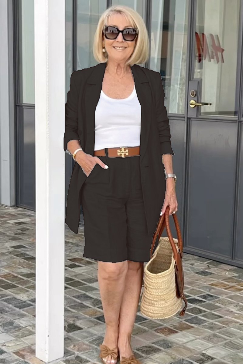Sets | Women’s Casual Blazer and High-Waist Shorts Two-Piece Set