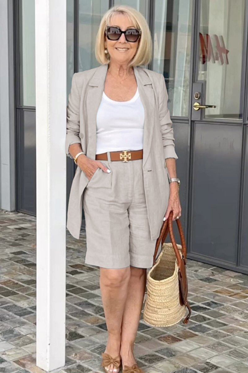 Sets | Women’s Casual Blazer and High-Waist Shorts Two-Piece Set