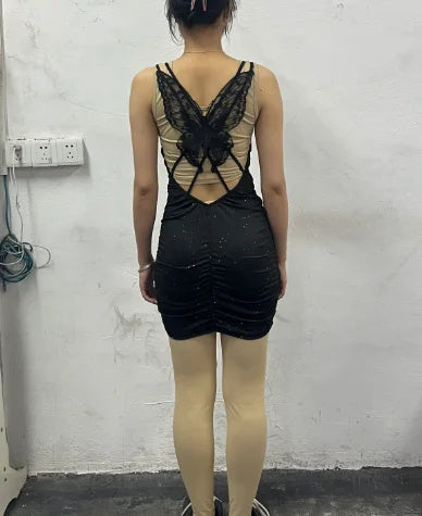 Dresses | Women’s Glitter Mini Dress with Butterfly Back Detail