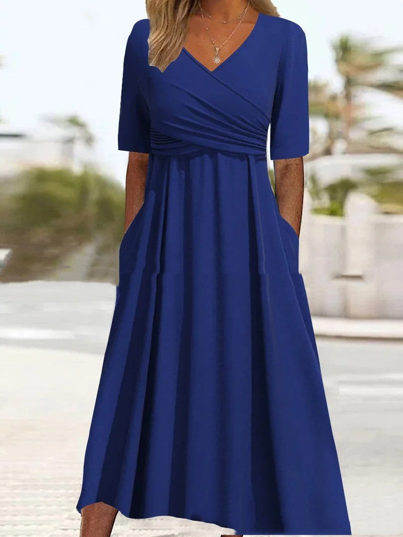Dresses | Women’s Half Sleeve A-Line Maxi Dress with Wrap V-Neck