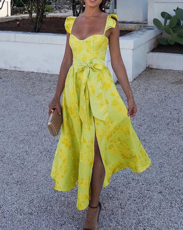 Dresses | Women’s Floral Tie-Strap Belted Midi Dress