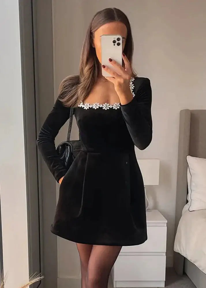 Dress | Fitted Long-Sleeve Mini Dress for Women