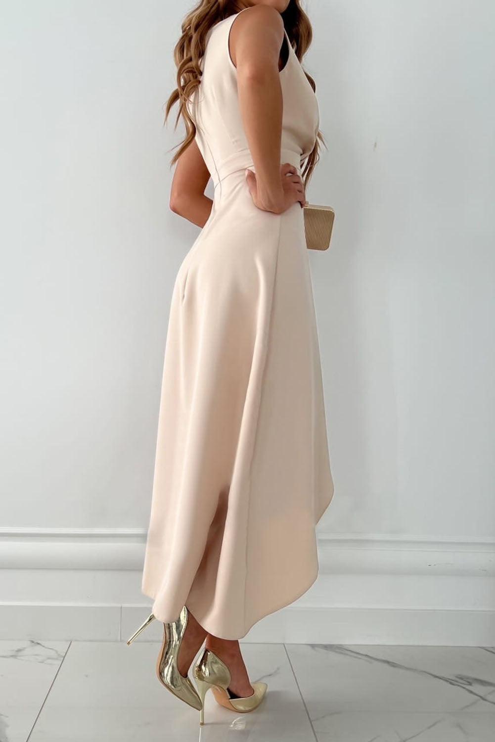 Dresses | Women’s Sleeveless Wrap Front Ruffle Midi Dress