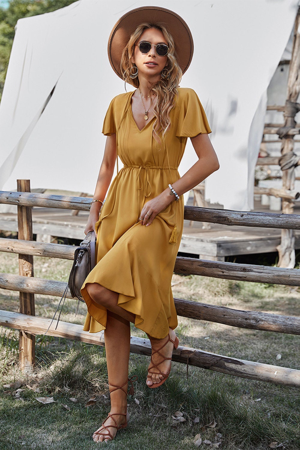 Dresses | Women’s Casual Short Sleeve Midi Dress – Flowy A-Line Fit