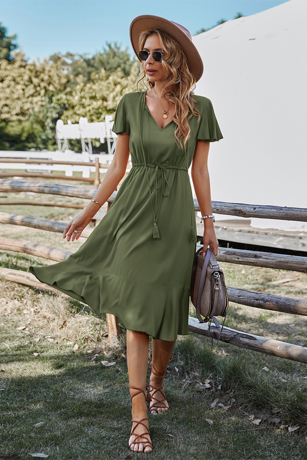 Dresses | Women’s Casual Short Sleeve Midi Dress – Flowy A-Line Fit