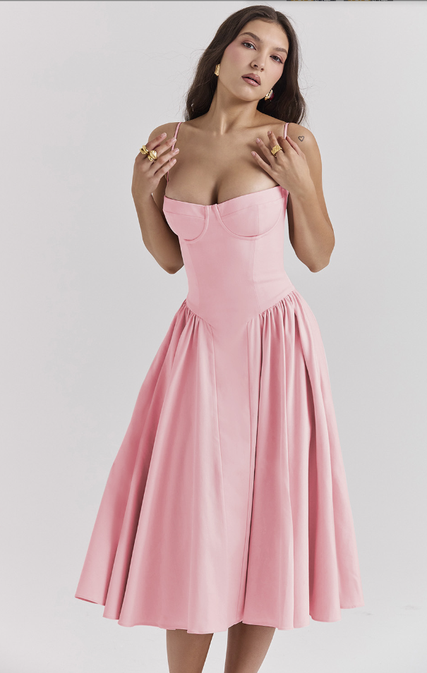 Dress | Strapless Sweetheart Neckline Midi Dress