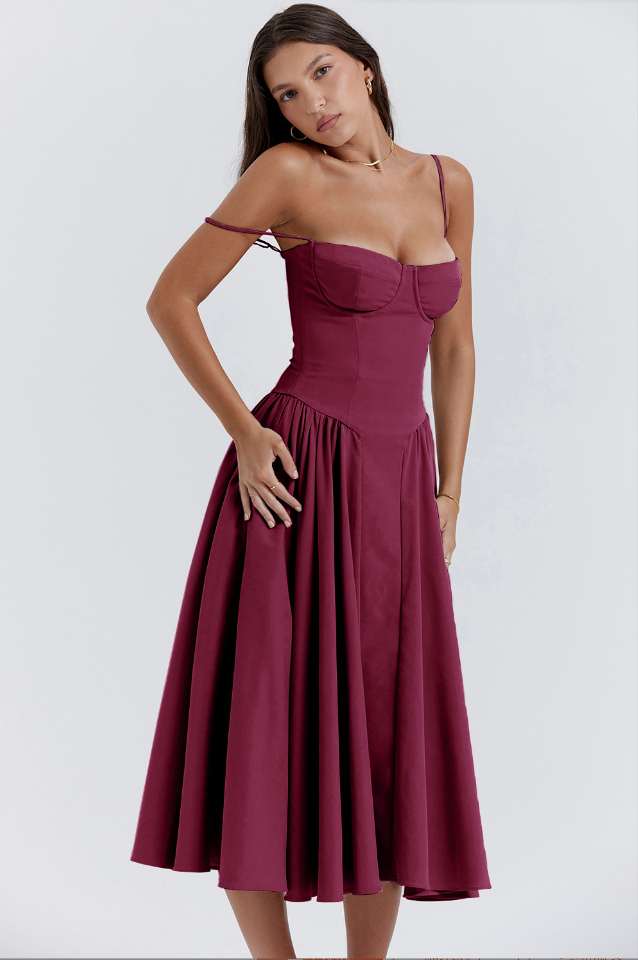 Dress | Strapless Sweetheart Neckline Midi Dress