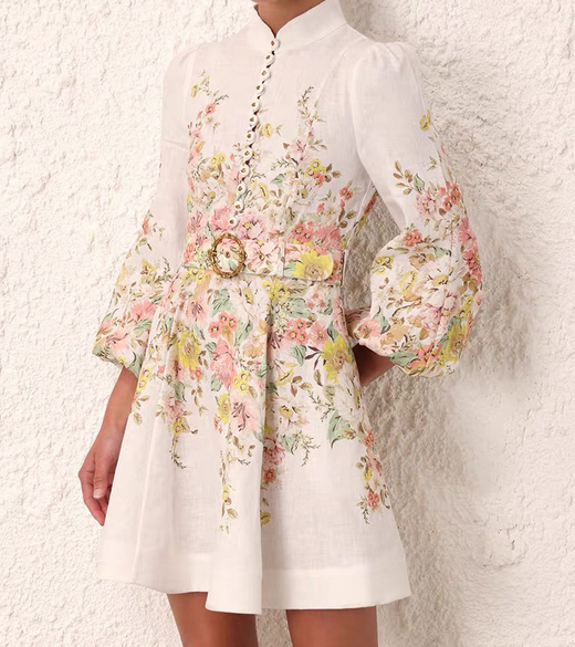 Dresses | Women’s Floral Embroidered Puff Sleeve Mini Dress