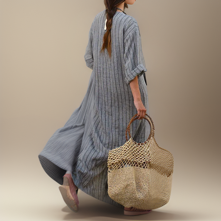 Dress | Women's Long Dress with Front Pocket