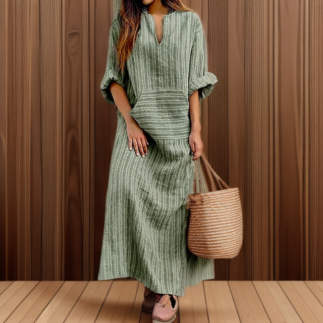 Dress | Women's Long Dress with Front Pocket