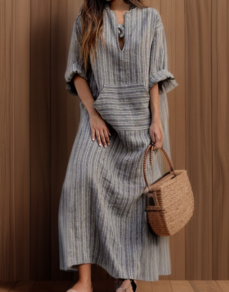 Dress | Women's Long Dress with Front Pocket