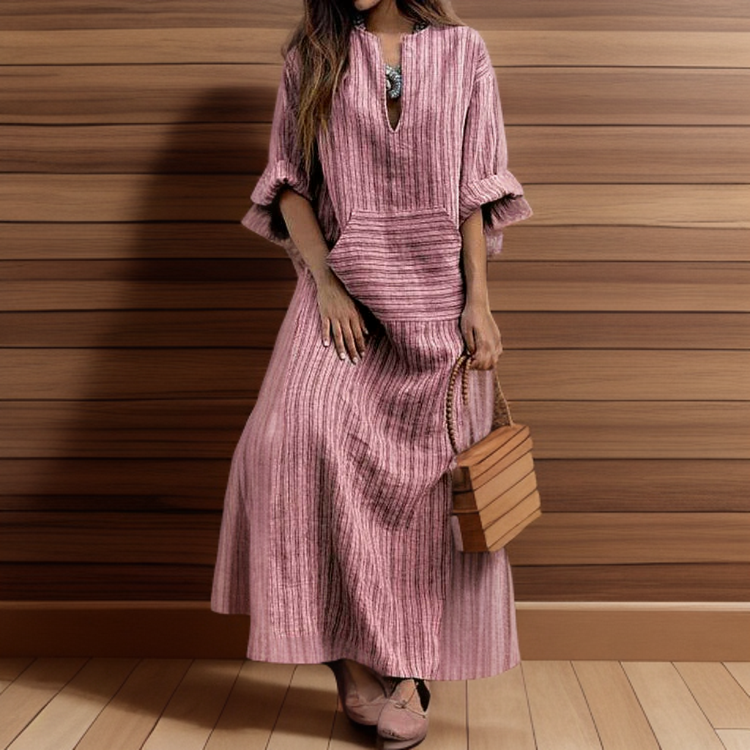 Dress | Women's Long Dress with Front Pocket
