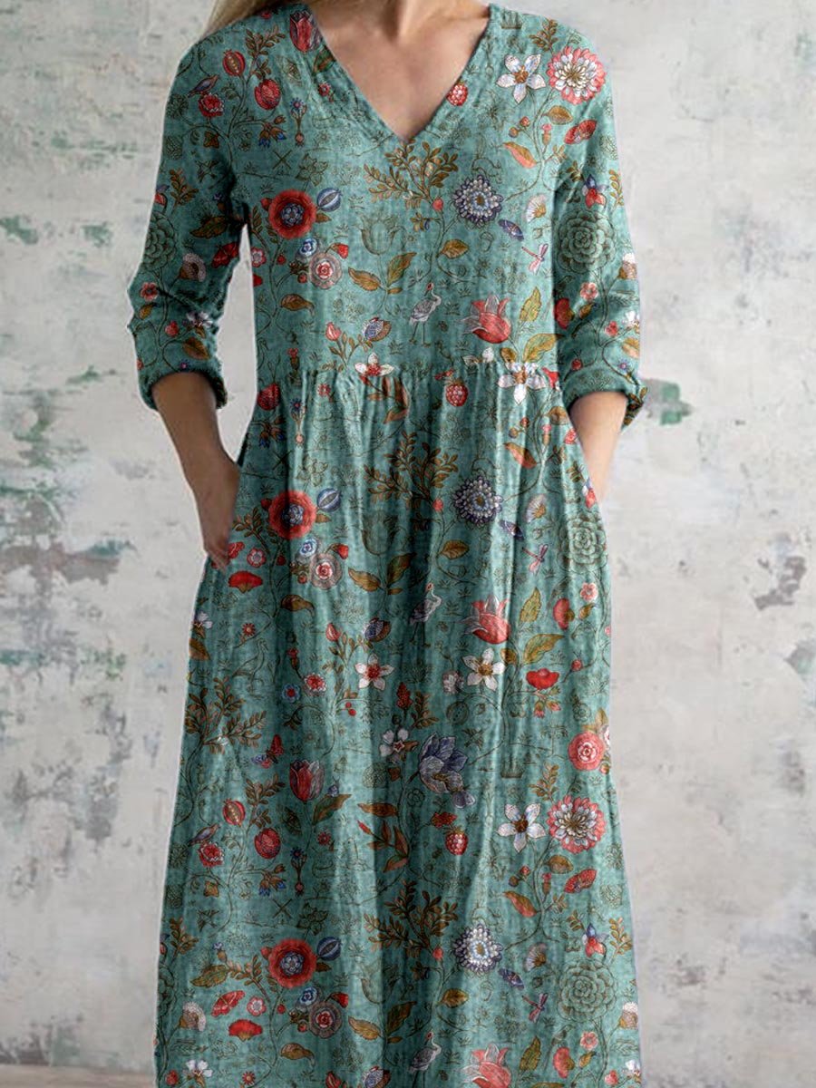 Floral Dress | V-Neckline with Flowing Fit