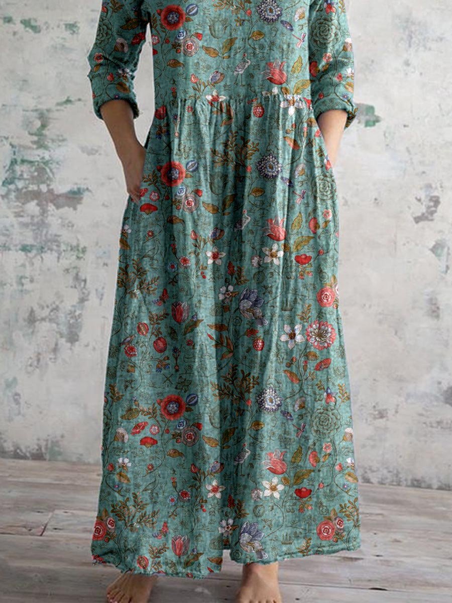 Floral Dress | V-Neckline with Flowing Fit
