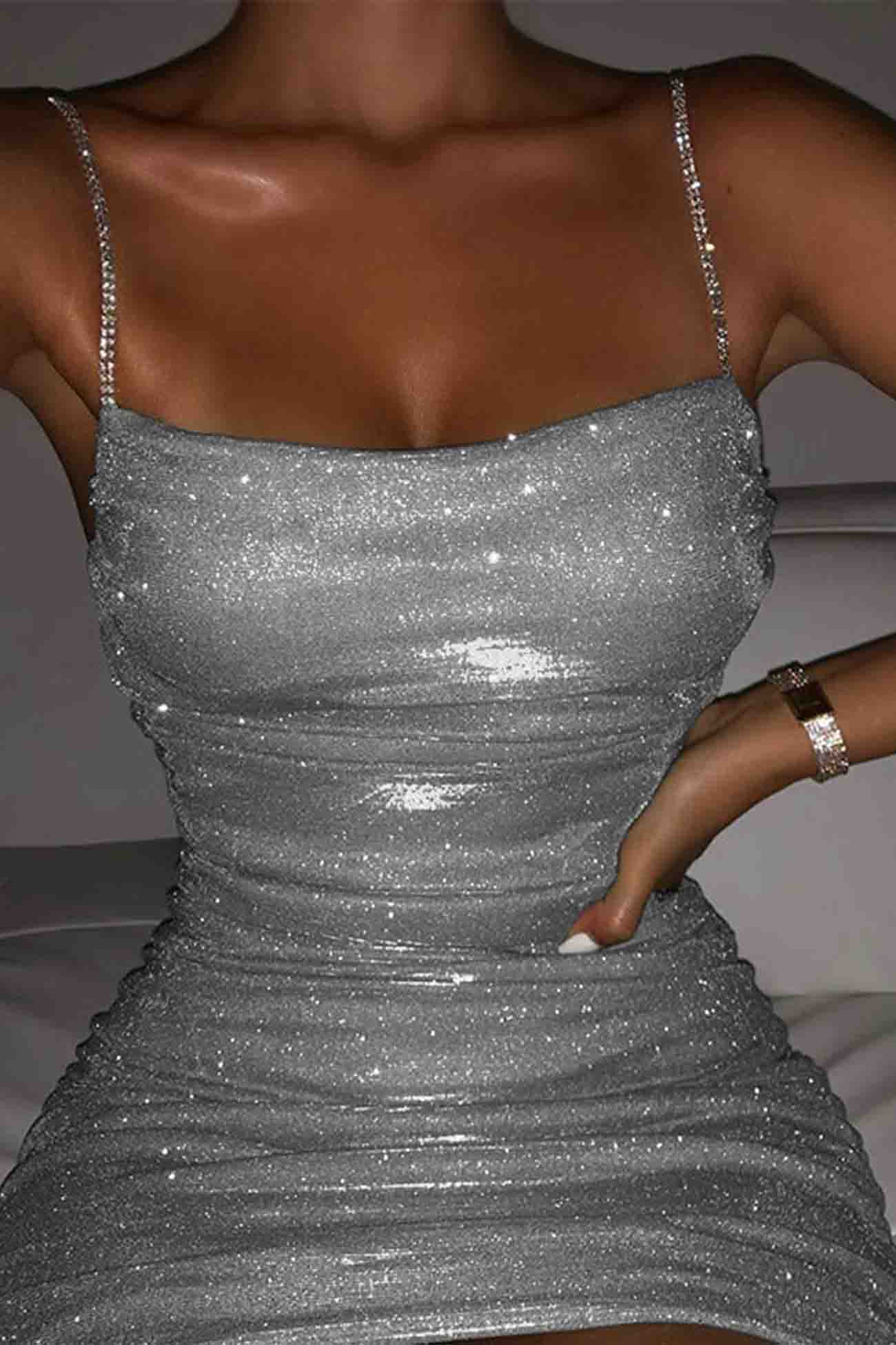 Dresses | Kendra Rhinestone Ruched Chain Cami Dress