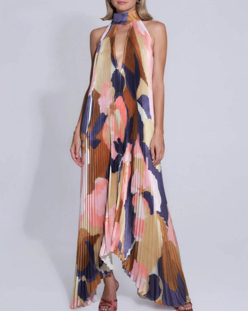 Dresses | Women’s Abstract Print Halter Neck Maxi Dress