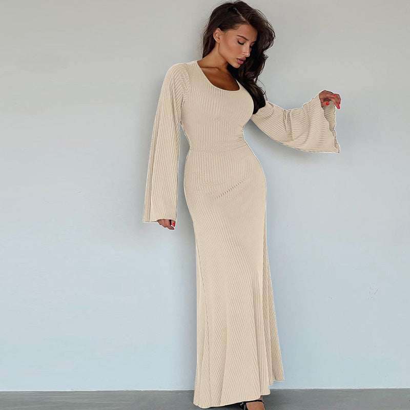 Dresses | Women’s Ribbed Knit Lace-Up Back Maxi Dress