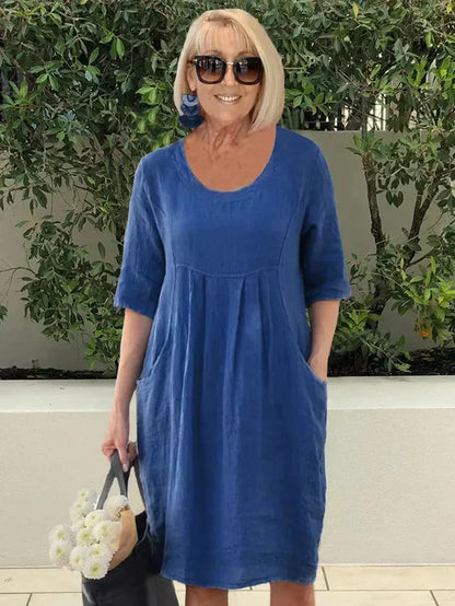 Dresses | Women’s Casual Loose Fit Linen-Blend Knee-Length Dress