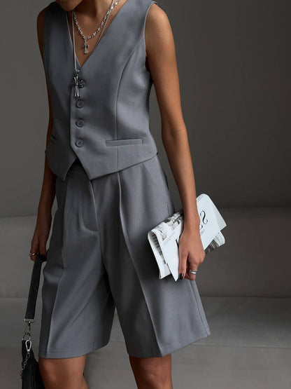 Sets | Women’s Tailored Vest and High-Waist Shorts Two-Piece Set