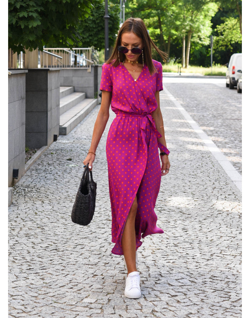 Dresses | Women’s Short Sleeve V-Neck Midi Dress with Belted Waist