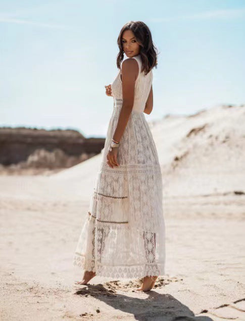 Dresses | Women’s Lace Bohemian Backless Maxi Dress
