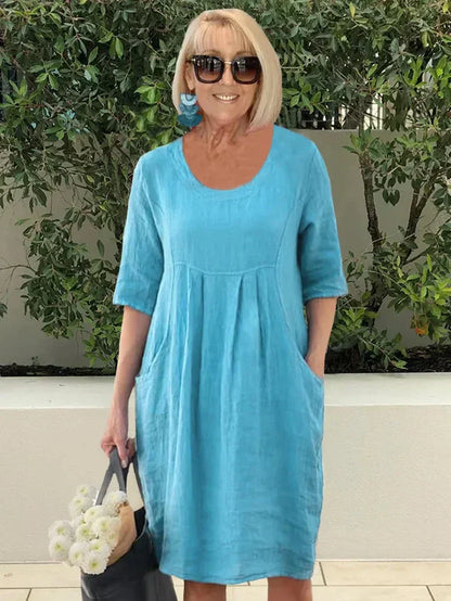 Dresses | Women’s Casual Loose Fit Linen-Blend Knee-Length Dress