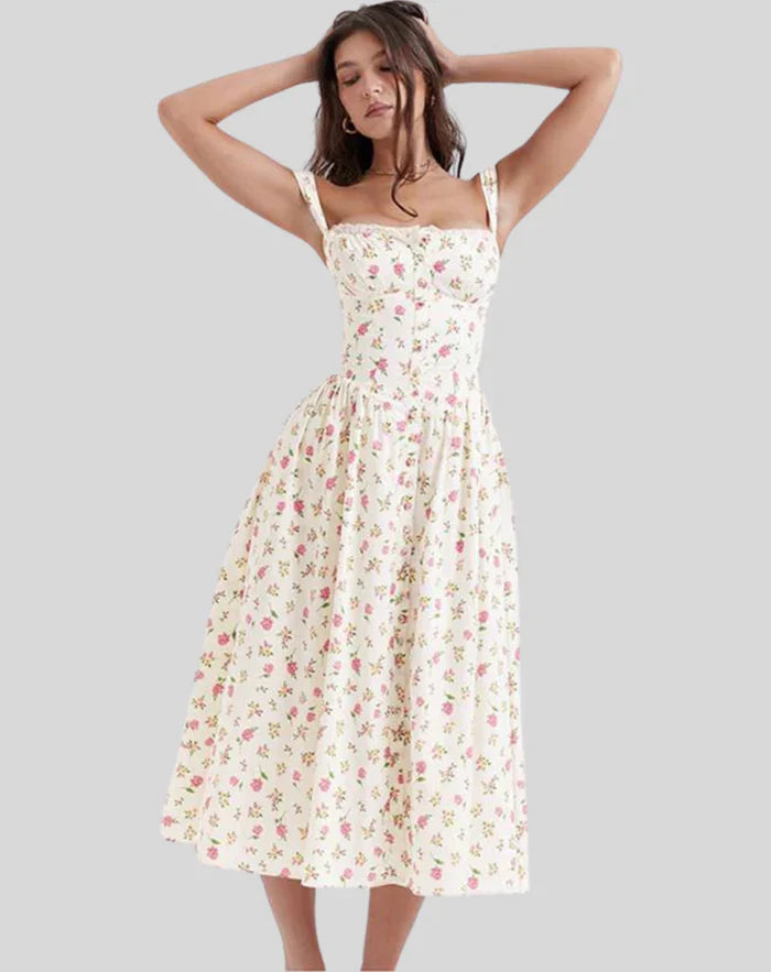 Dresses | Women’s Vintage Wide Strap Fitted Bodice Midi Dress with Pockets