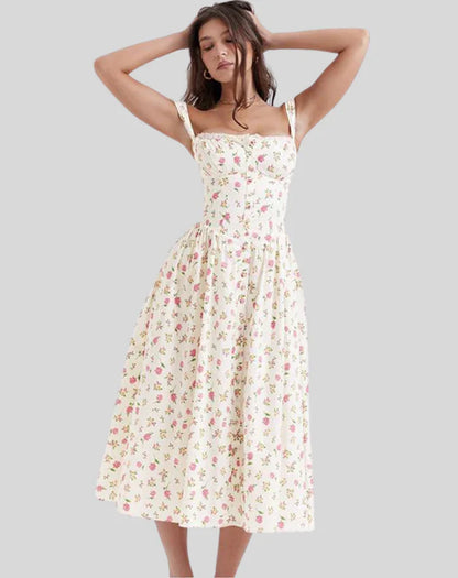 Dresses | Women’s Vintage Wide Strap Fitted Bodice Midi Dress with Pockets