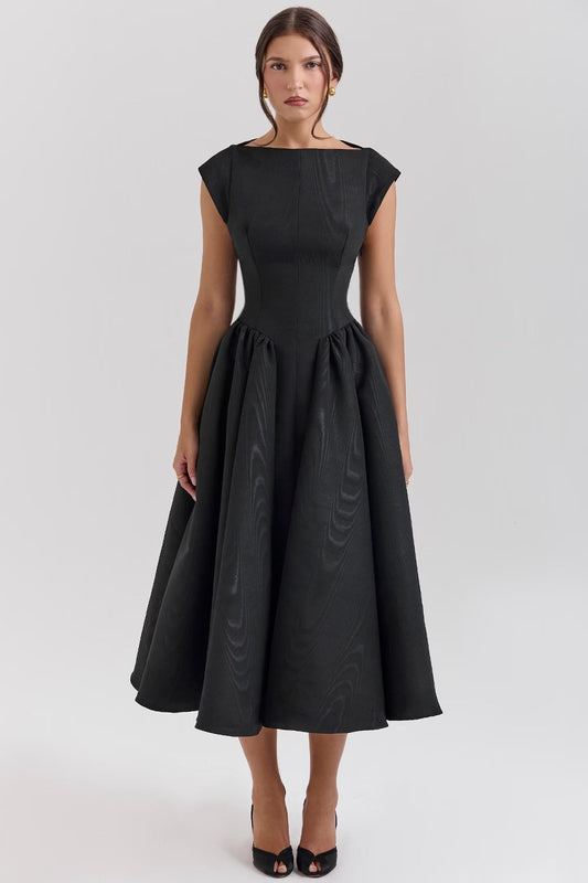 Dresses | Women’s Elegant Structured A-Line Open Back Midi Dress