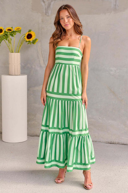 Dresses | Women’s Strapless Smocked Tiered Maxi Dress with Striped Print