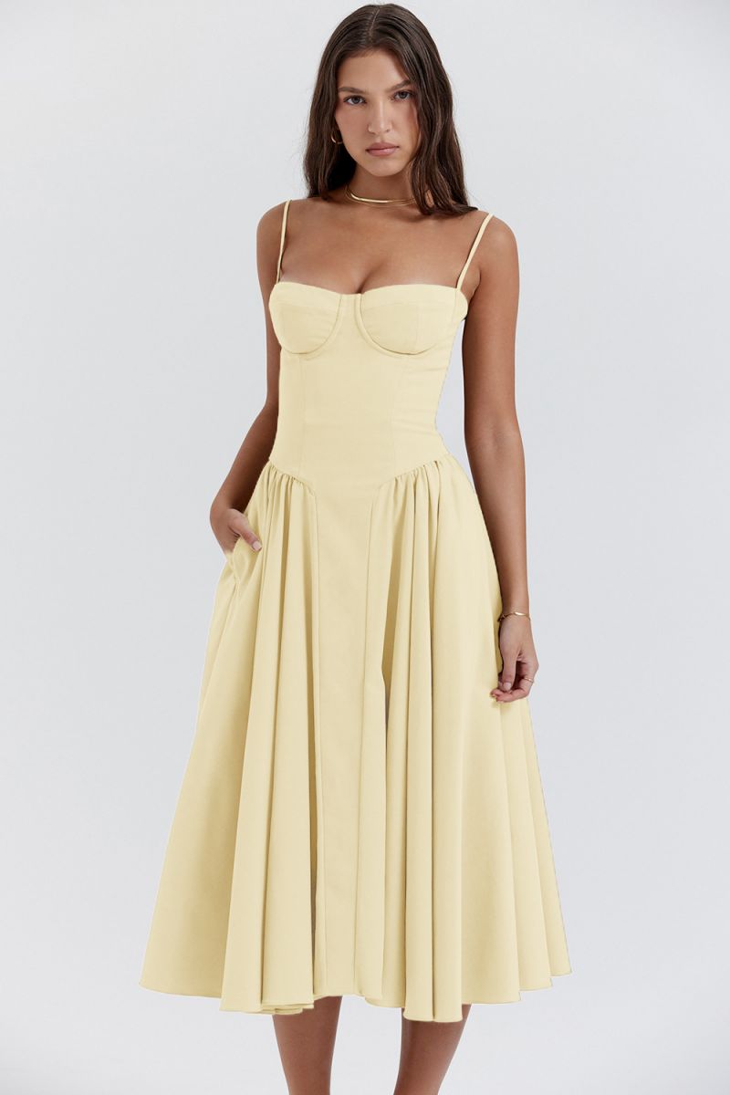 Dress | Flowing V-Neck Midi with Waist Detail