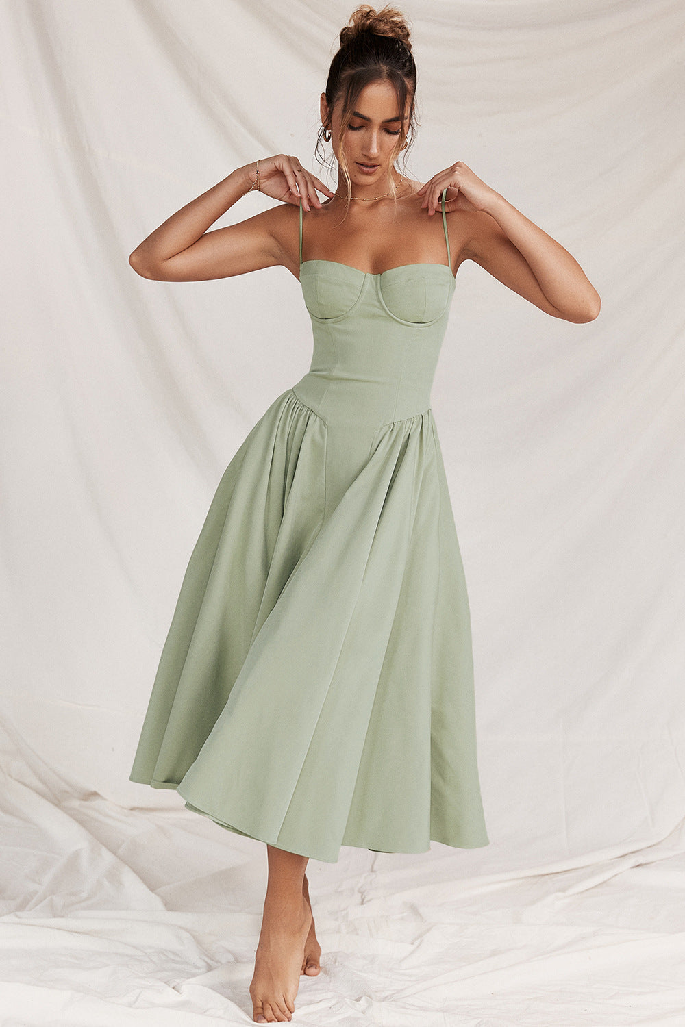 Dress | Flowing V-Neck Midi with Waist Detail