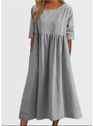 Dresses | Women’s Casual Empire Waist Midi Dress with Half Sleeves