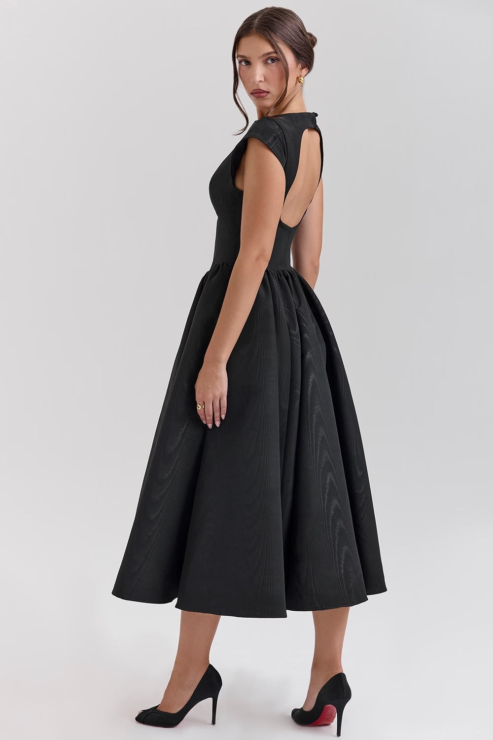 Dresses | Women’s Elegant Structured A-Line Open Back Midi Dress