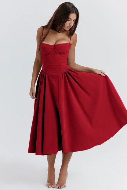 Dress | Strapless Sweetheart Neckline Midi Dress