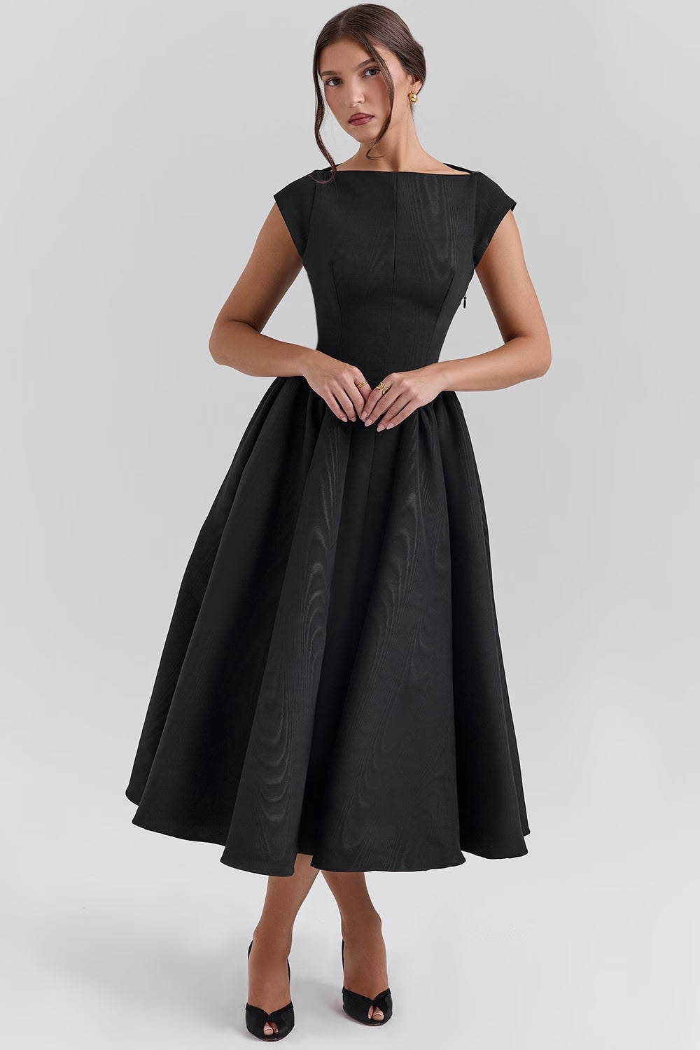 Dresses | Women’s Elegant Structured A-Line Open Back Midi Dress
