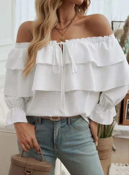 Tops | Women’s Off-Shoulder Ruffle Long Sleeve Blouse