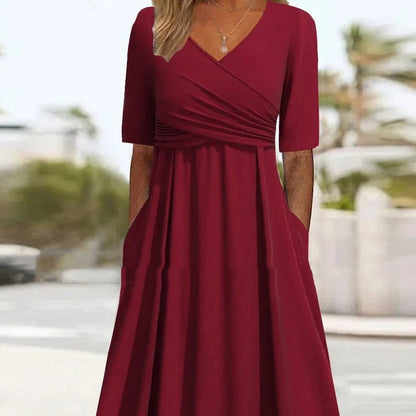 Dresses | Women’s Half Sleeve A-Line Maxi Dress with Wrap V-Neck