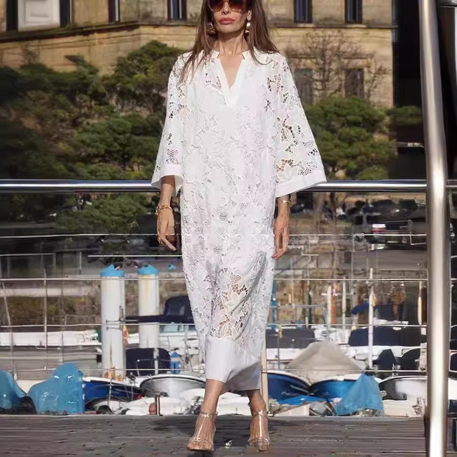 Dresses | Women’s Lace V-Neck Kaftan Midi/Maxi Dress